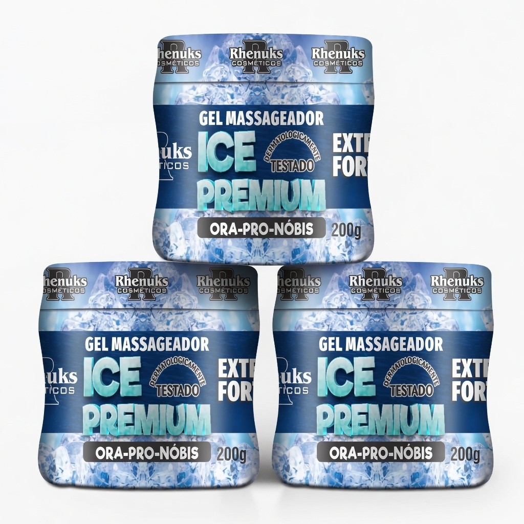 Kit 3 Gel Massageador Ice Premium Ora-Pro-Nóbis 200g Rhenuks
