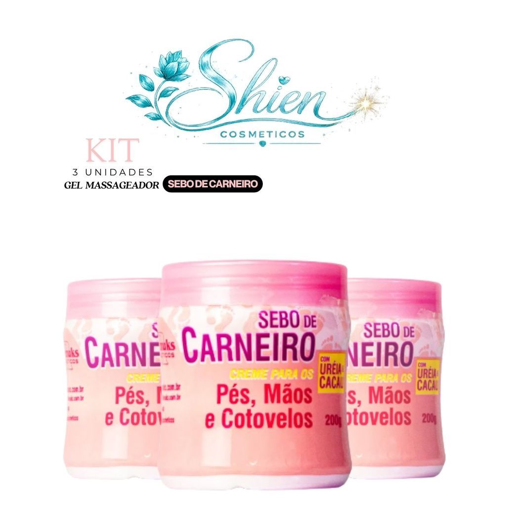 Kit 3 Unidades Gel Massageador Sebo De Carneiro Rhenuks (Afilhado)