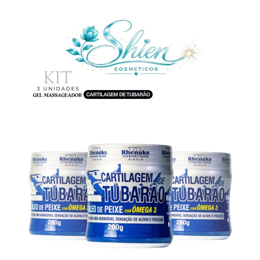 Kit 3 Unidades Gel Massageador Cartilagem De Tubarão Rhenuks (Afilhado)
