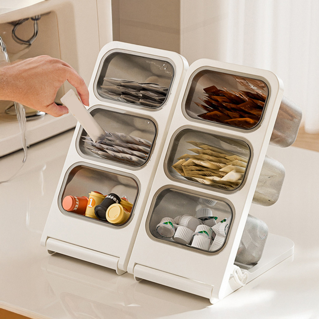 Office Desk Organizer for Snacks Tea Bag for Countertop 3-tier with Angled Opening – Space-saving Desktop Storage Box
