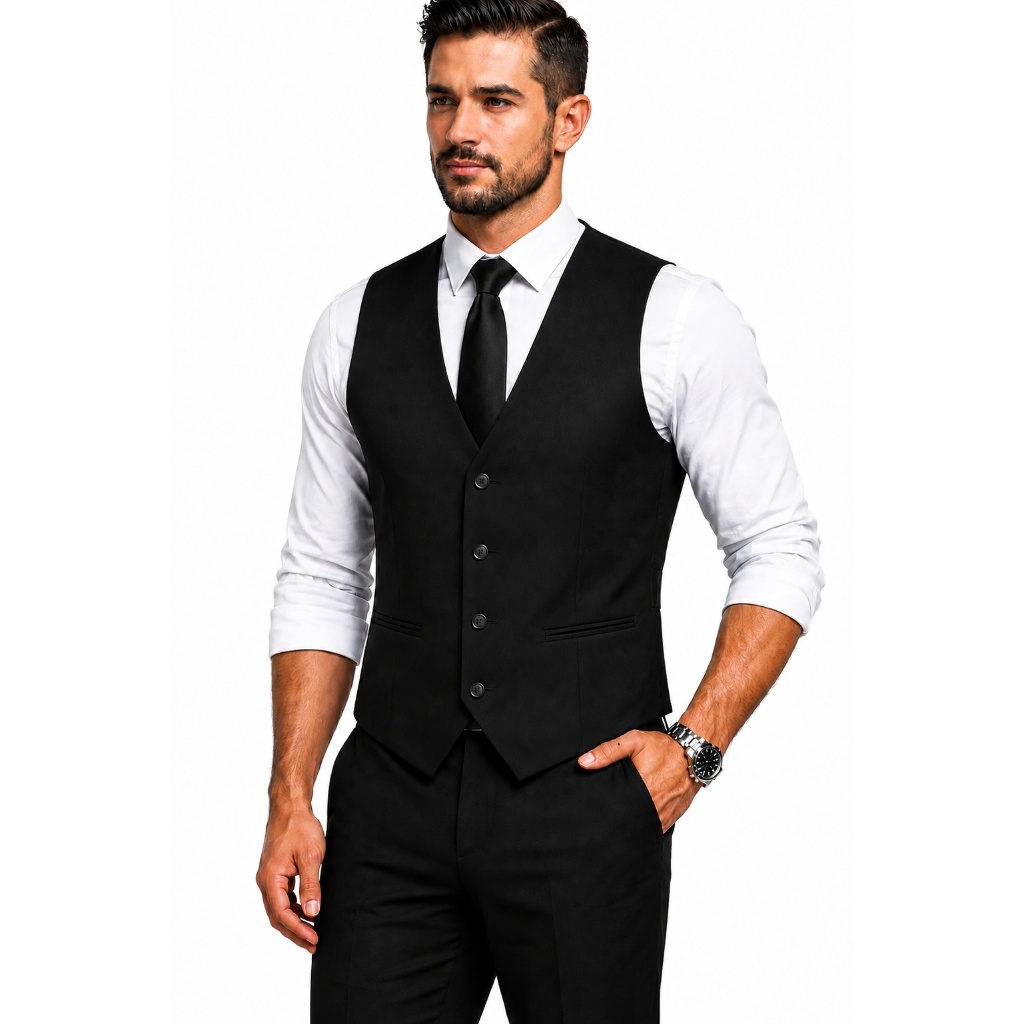 Colete Social Masculino Slim Oxford Preto: Estilo Premium em Desconto - Oferta Especial!