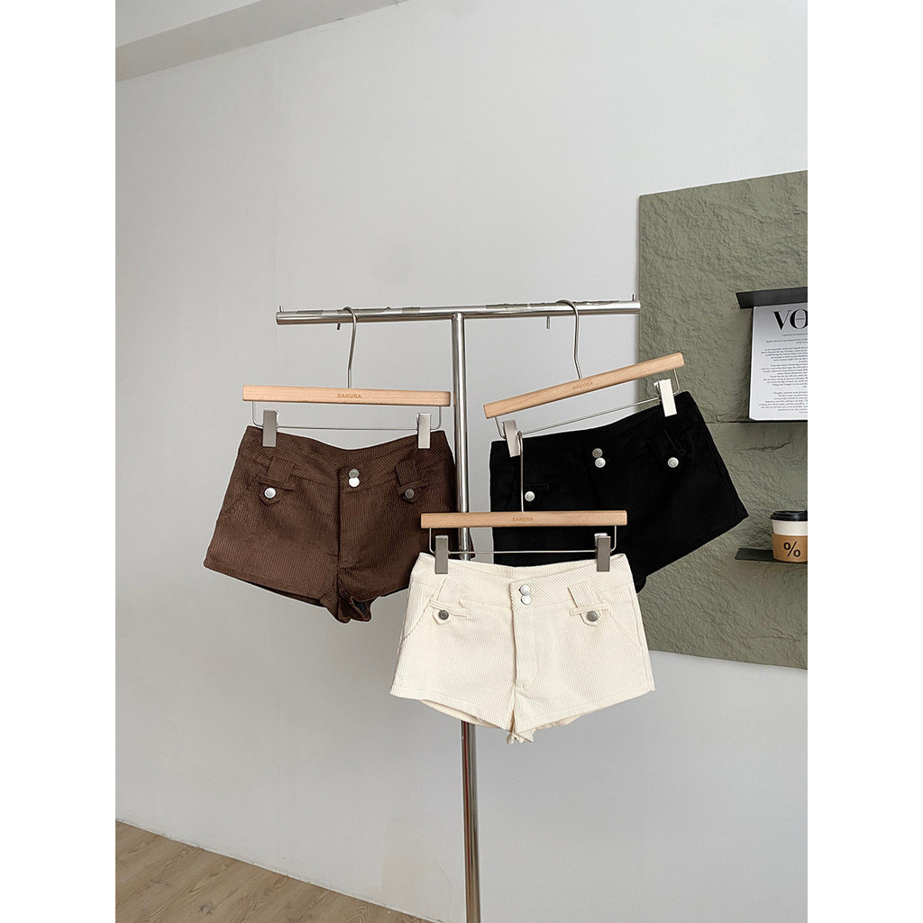 50% de desconto Oferta especial ~ Shorts casuais de veludo coreano simples temperamento cor sólida All-Match Slim @