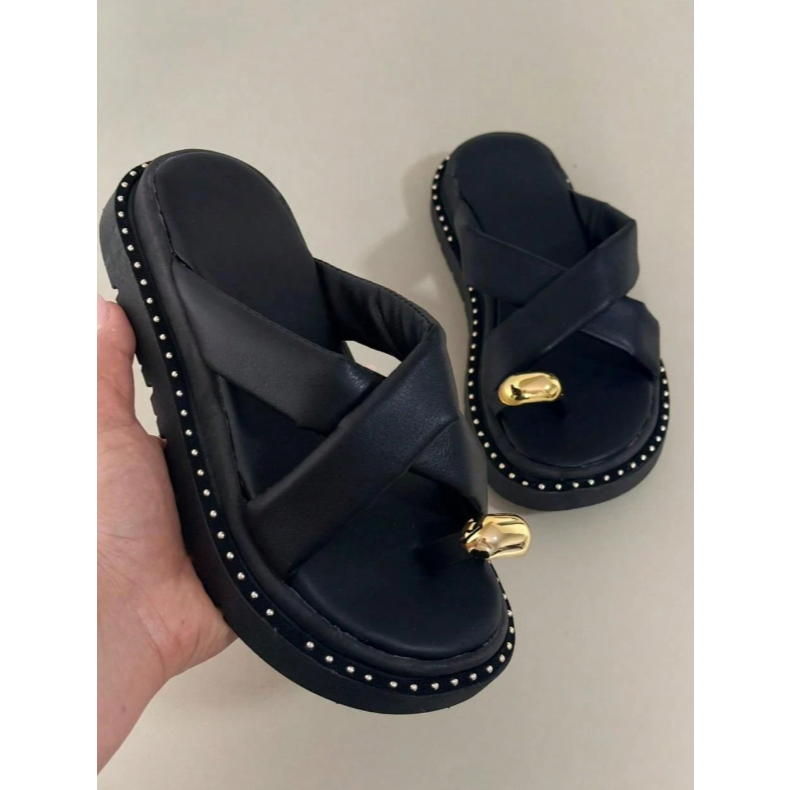 Papete Slim Feminina Plataforma Sandália Delicada Para Ocasiões Especiais Tendência Verão Oferta
