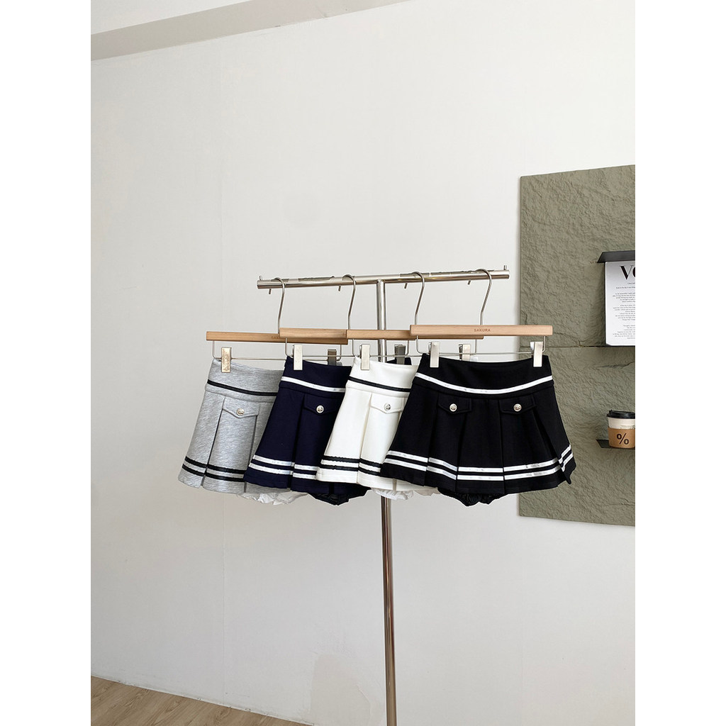 50% de desconto Oferta especial ~ Saia plissada listrada estilo coreano elegante estilo formal Slim fit