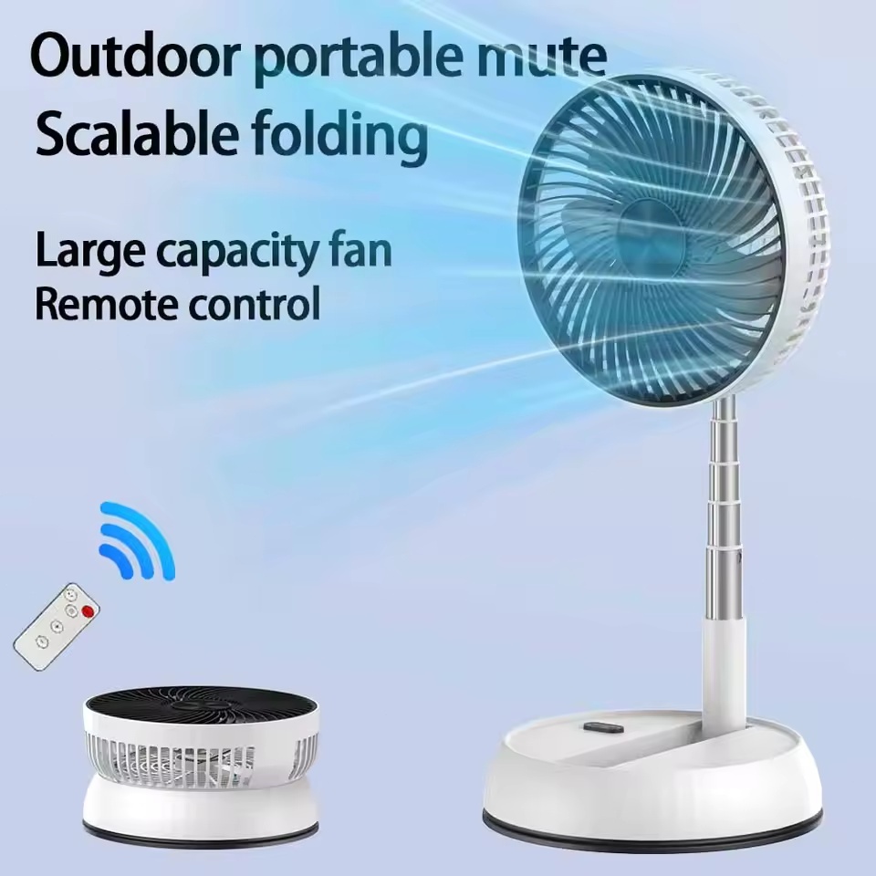 Ao Ar Livre Portátil Silencioso Controle Remoto desktop vertical Automático Agitando Ventilador Liga De Alumínio Telescó