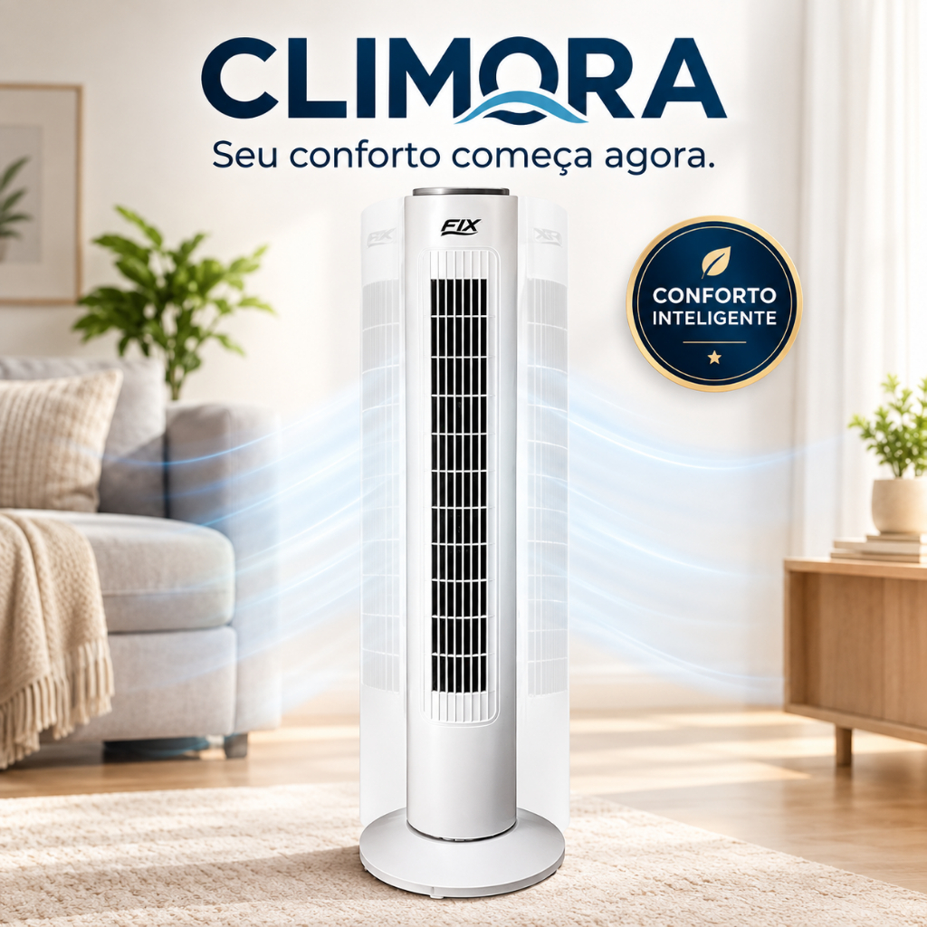 Circulador de Ar Torre Ventilador Vertical 110V 3 Velocidades Silencioso Compacto Climora