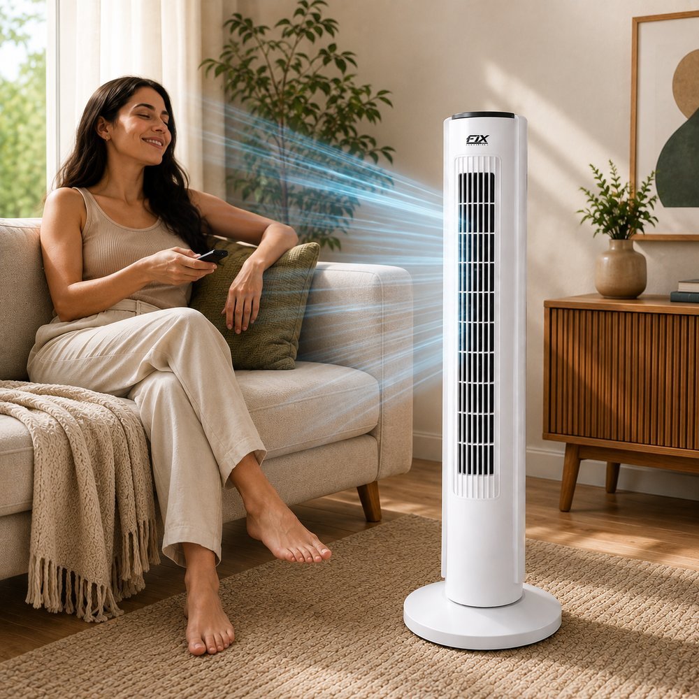 Circulador De Ar Coluna 220V Torre Ventilador Silencioso 3 Velocidades Potente 73cm Quarto Escritorio Chao Branco 40W