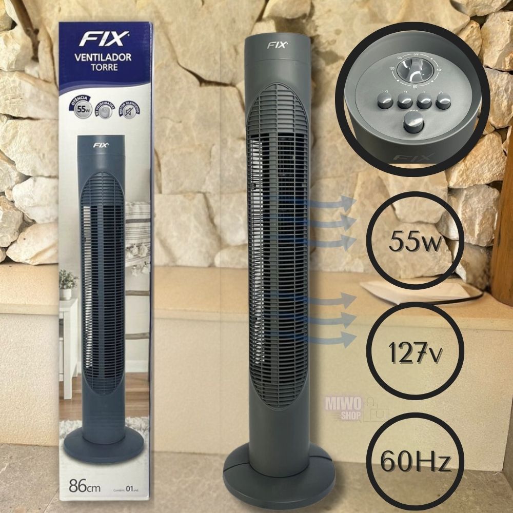 Ventilador Coluna Circulador Vertical De Ar Silencioso 110v 220v Torre Branco ou Preto 3 Velocidades