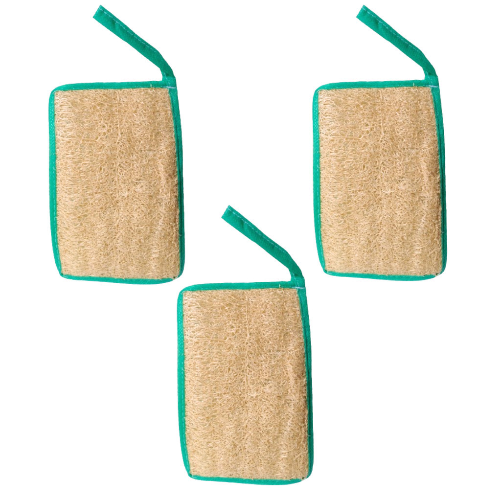 3 Bucha Vegetal Tamanho Grande Luva Retangular Qualidade Excelente Banhos Natural Ecológica Barato