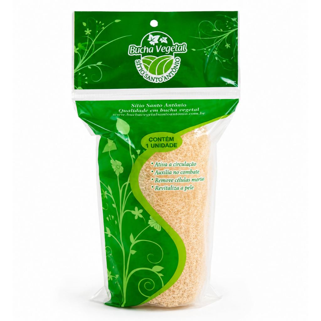 Bucha Vegetal Natural em Pedaço P M G, Dupla Face, com Viés para Banho Esfoliante  Banho Ecológica Corpo Esfoliante Pele
