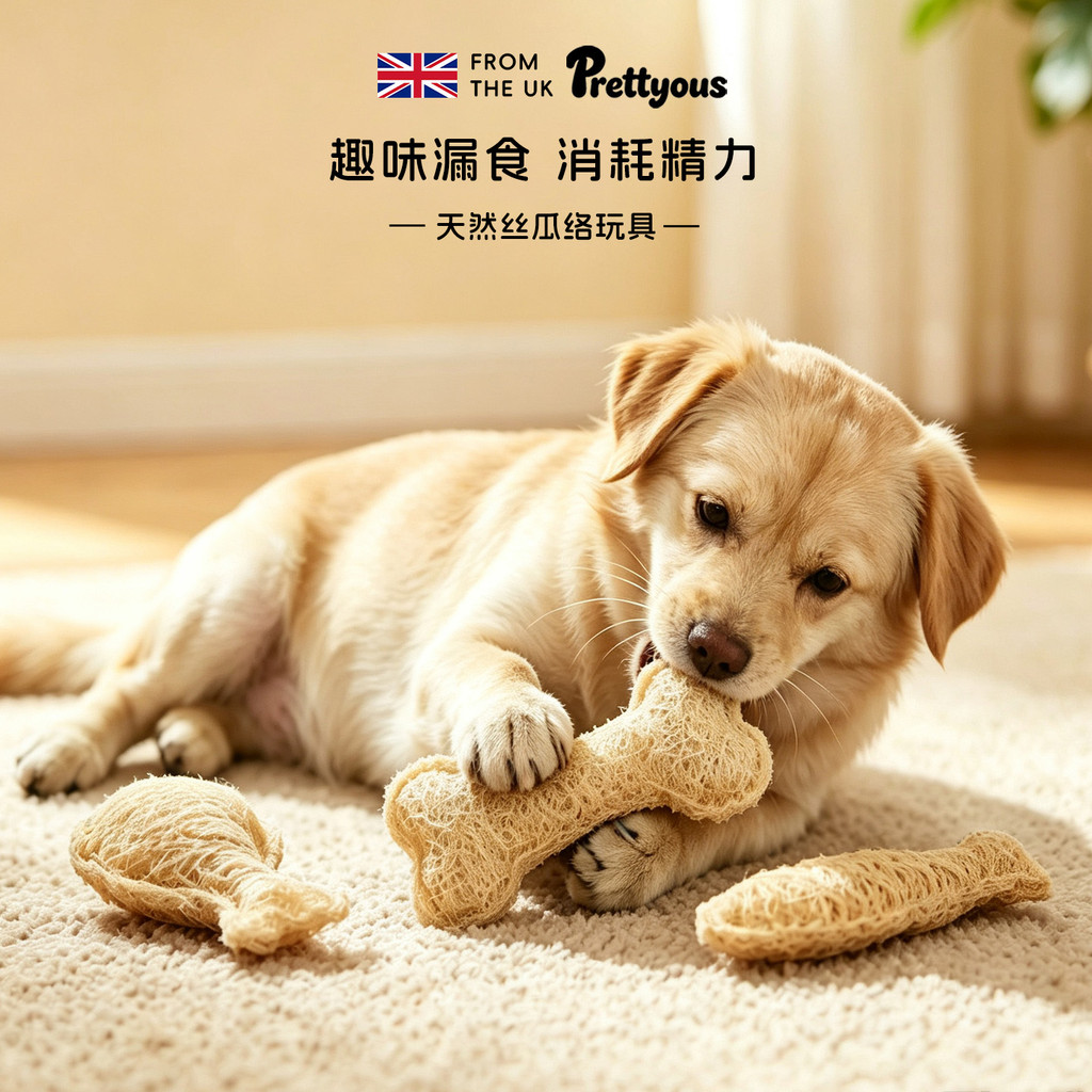 Britânico natural bucha brinquedo do cão natural Molar limpeza dos dentes gatinho mastigando grandes cães médios auto-fe