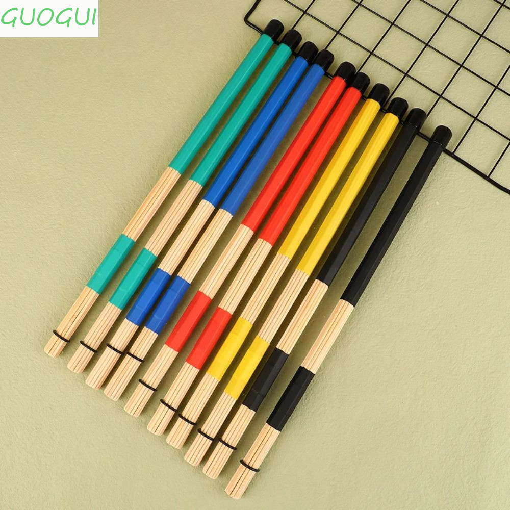 GUOGUI 1 Par De Baquetas , Clássicas Com Cabo De Borracha , Escovas De Tambor Coloridas De Alta Qualidade De 40 Cm