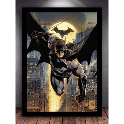 Quadro decorativo 1 peça Batman Luzes Morcego Herói decoraçao menino quartinho