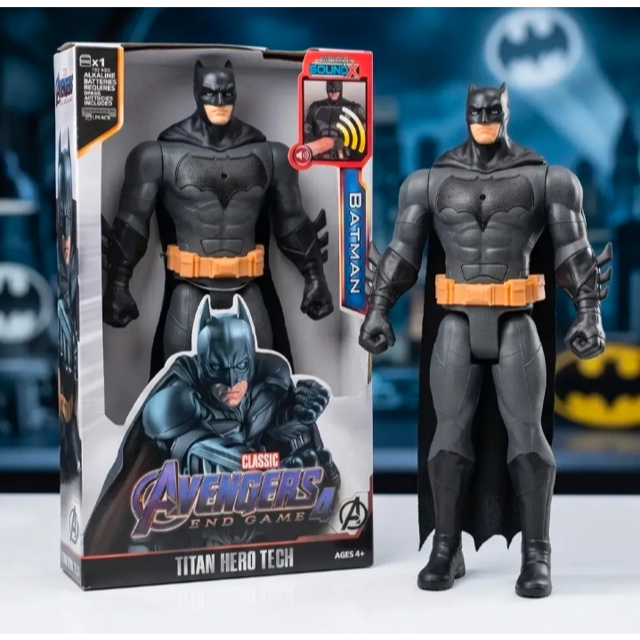 Boneco Batman Vingadores Avengers Grande 30 Cm Articulado Luz E Som De Batalhas Lutas Heroes