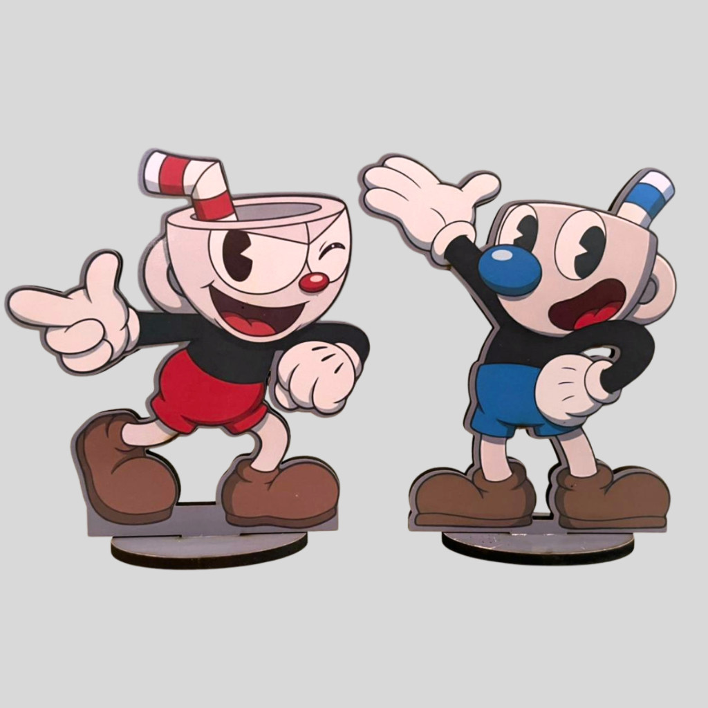 Totem Cup Head jogo Display xicrinho caneco netflix serie display de mesa festa animação desenho