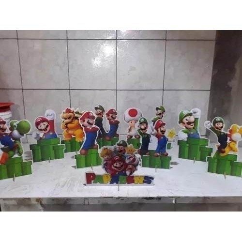 Mario Bros- 10 Displays De Festa Infantil De 20cm Totens