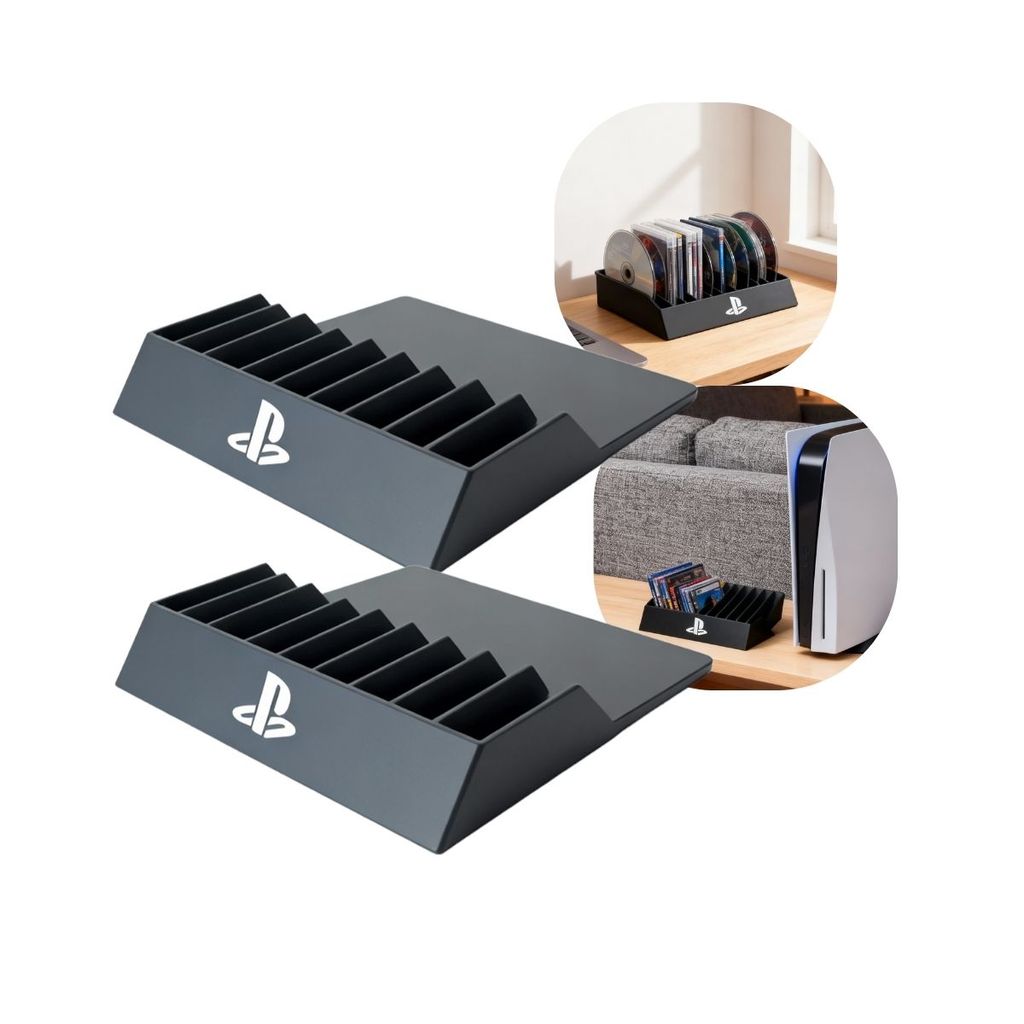 Kit 2 Base Organizadora De Jogos e Acessórios Suporte De Mesa Premium Para PlayStation 4 e 5 Display De Mídia Física