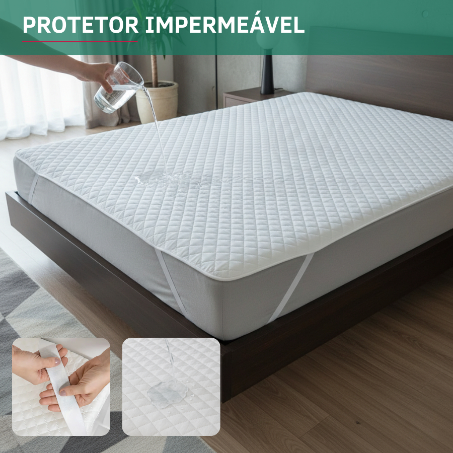 Protetor Colchão Casal, Queen E King Impermeável Elástico Lateral Matelado Design Matelassê Premium