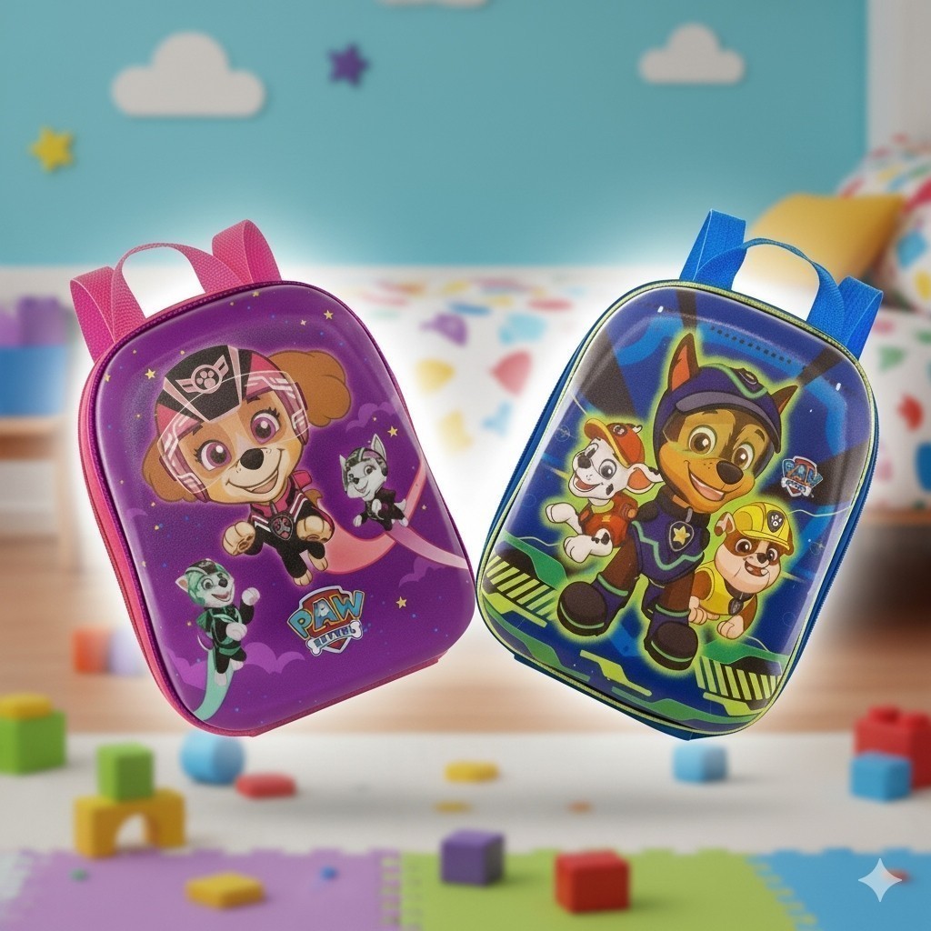 Mochila Infantil Personagem Tamanho P Roxa Azul Escolar Passeio Zíper Resistente