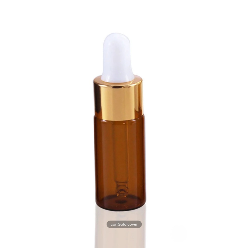 Kit 02 Vidro 15ml Conta Gotas Dourado Bulbo Frasco Ambar