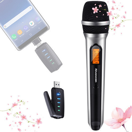 [Diretamente do Japão]Alvoxcon Microfone sem fio USB Conjunto de microfone UHF Portátil | Para YouTube, Zoom, Aulas Onl