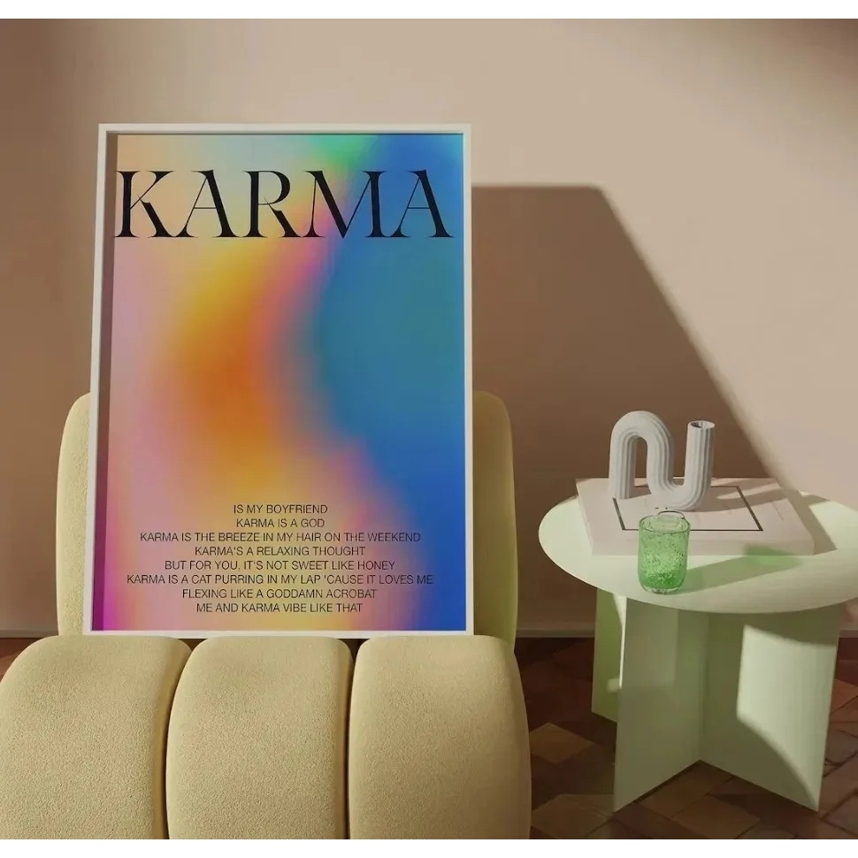 Quadro decorativo Karma é um gato design minimalista (1 peça)