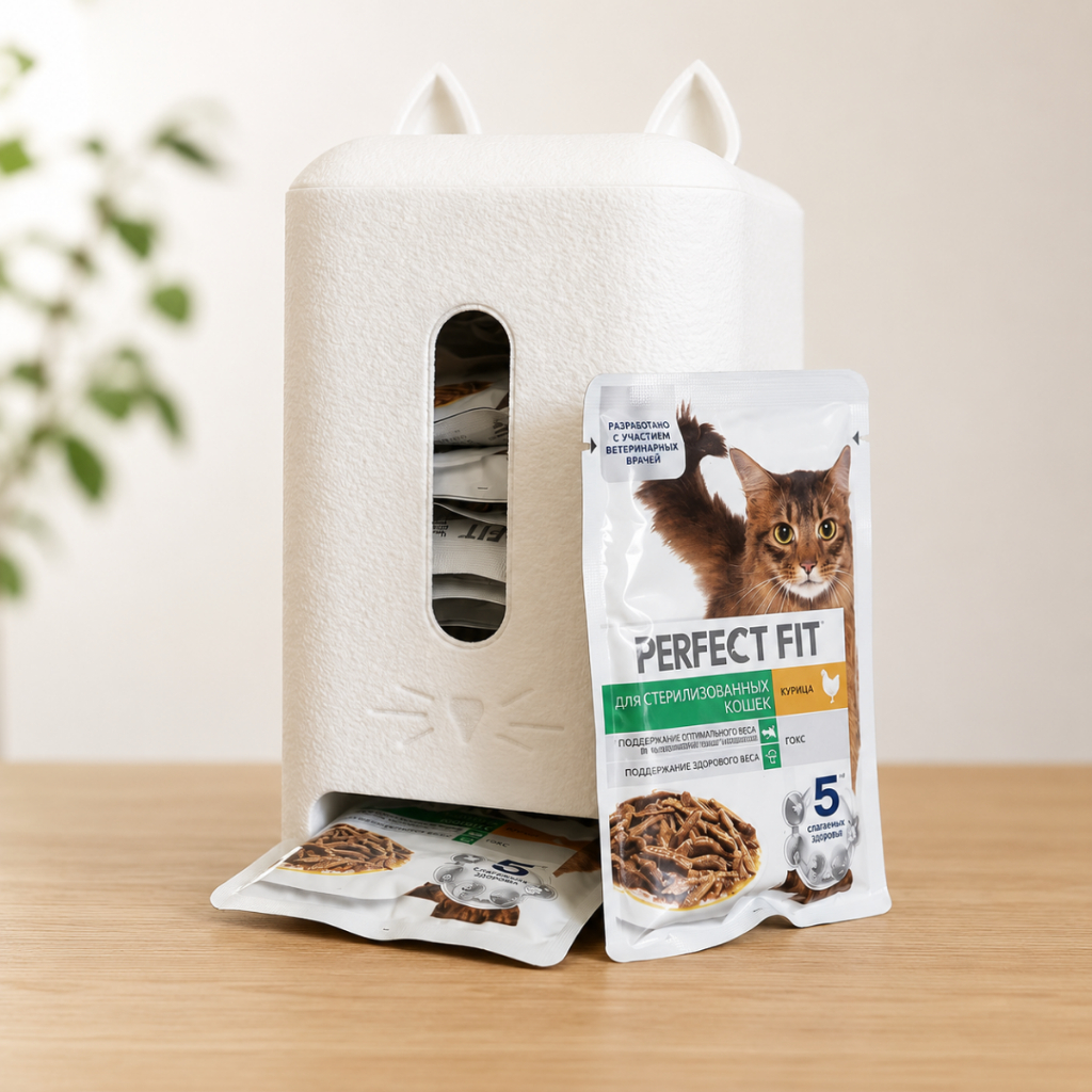Dispensador de Sachês para Gatos | Organizador Porta Sachê Pet com Design Gatinho