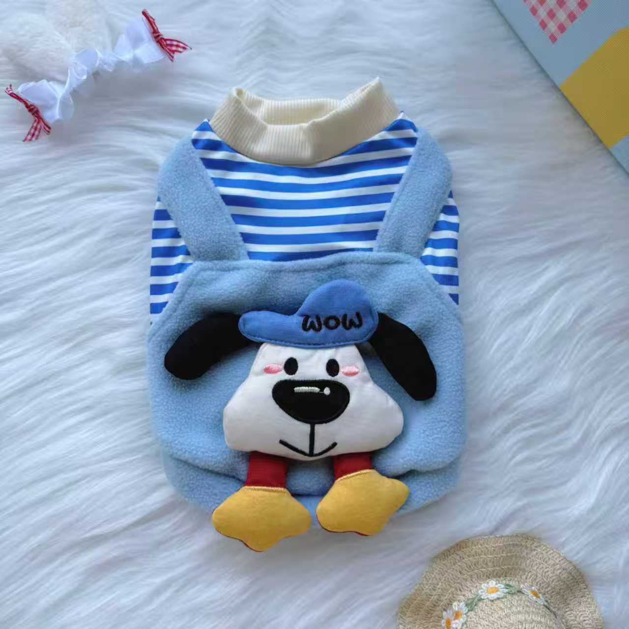 Inverno Grosso Quente Cão Gato Hoodie Quatro Pernas Acolchoado Colete De Pelúcia Dos Desenhos Animados Boneca Design Par