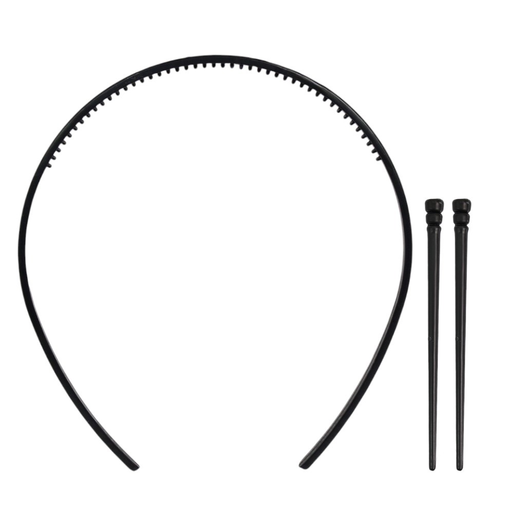 Tiara Arco Fina 2mm E Palito Liso Preto Adulto Prendedor De Cabelo Enfeite Selecione Quantidade