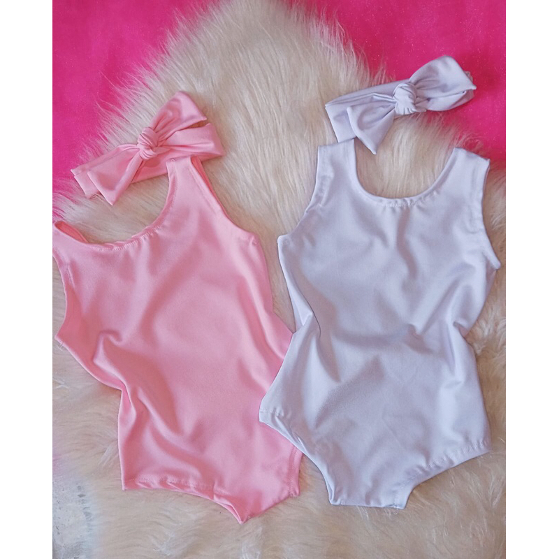 Body liso para Ballet com tiara