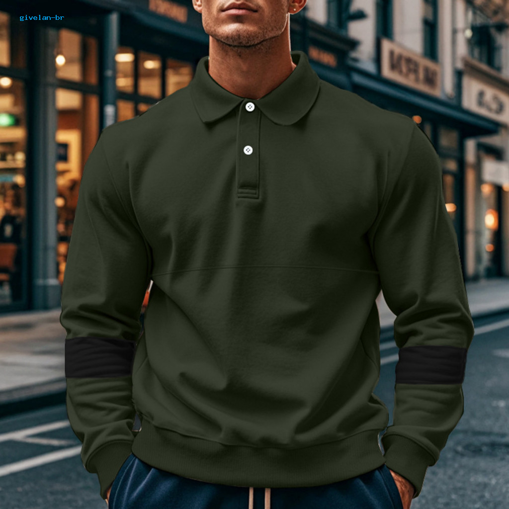 Men Spring Top Lightweight Shirt Men's Vintage Casual Office Turn-down Collar Loose Fit Long Sleeves Mid-length Pure Col