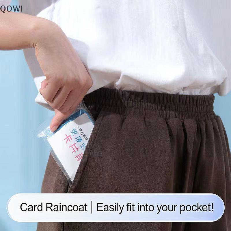 qo 1pc Tipo Cartão Capa De Chuva Descartável Impermeável Poncho Ao Ar Livre Emergência Leve Equipamento Para Viagens br
