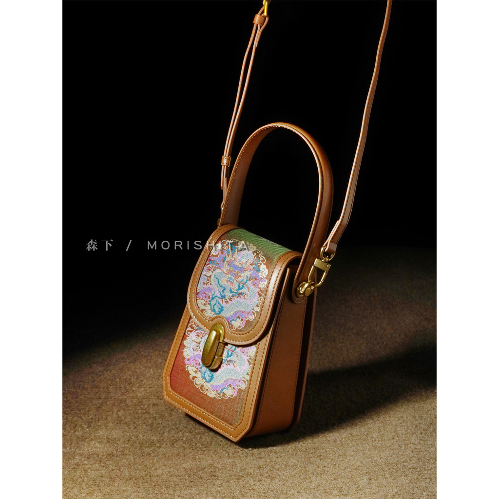 Morishita Novo Estilo Chinês Não-Shu Jin Bolsa para Celular 2026 Outono Inverno Estilo Chinês Portátil Transporte de Mão