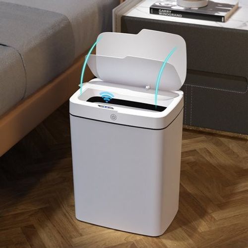 Lixeira Automatica Sensor Compacta 14 Litros Branca Retangular Design Pratico Higiene Cozinha Casa Escritório Hotel
