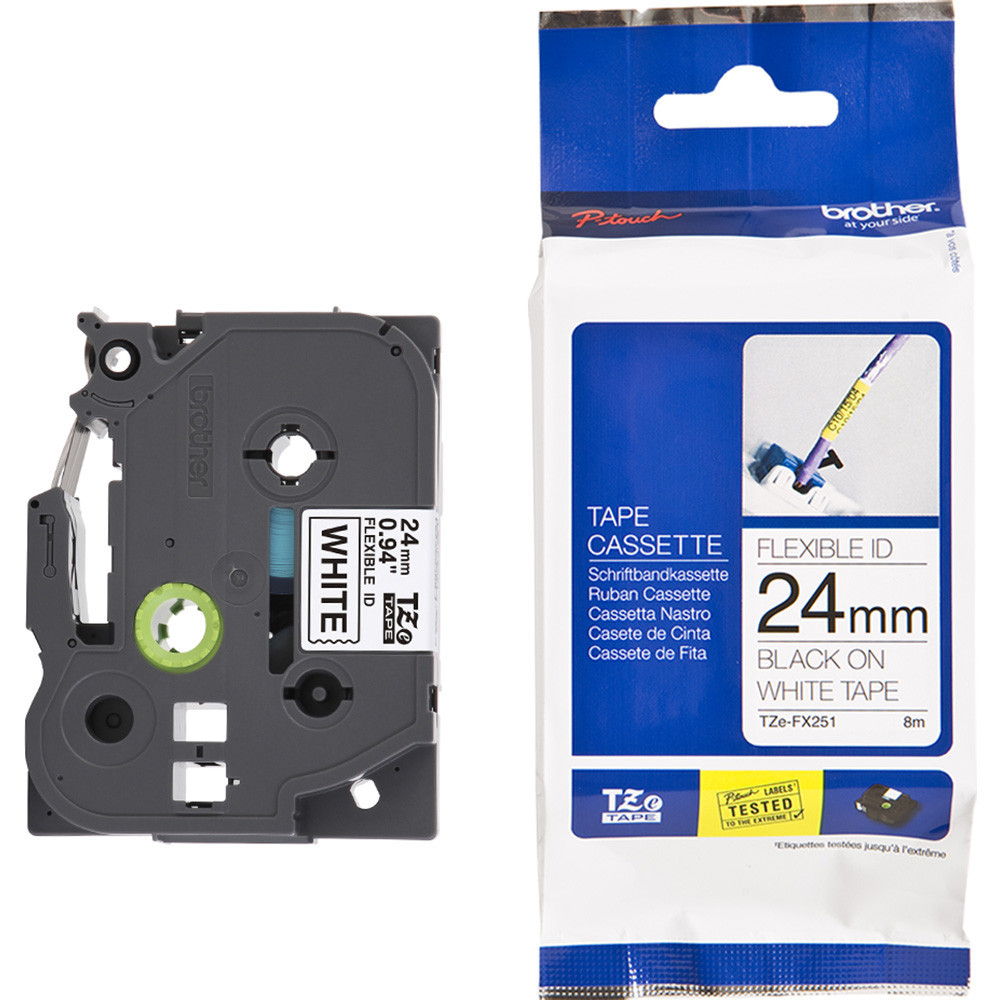 Fita Rotuladora Brother 24MM Flexivel Tze-Fx251 Preto No Branco Original
