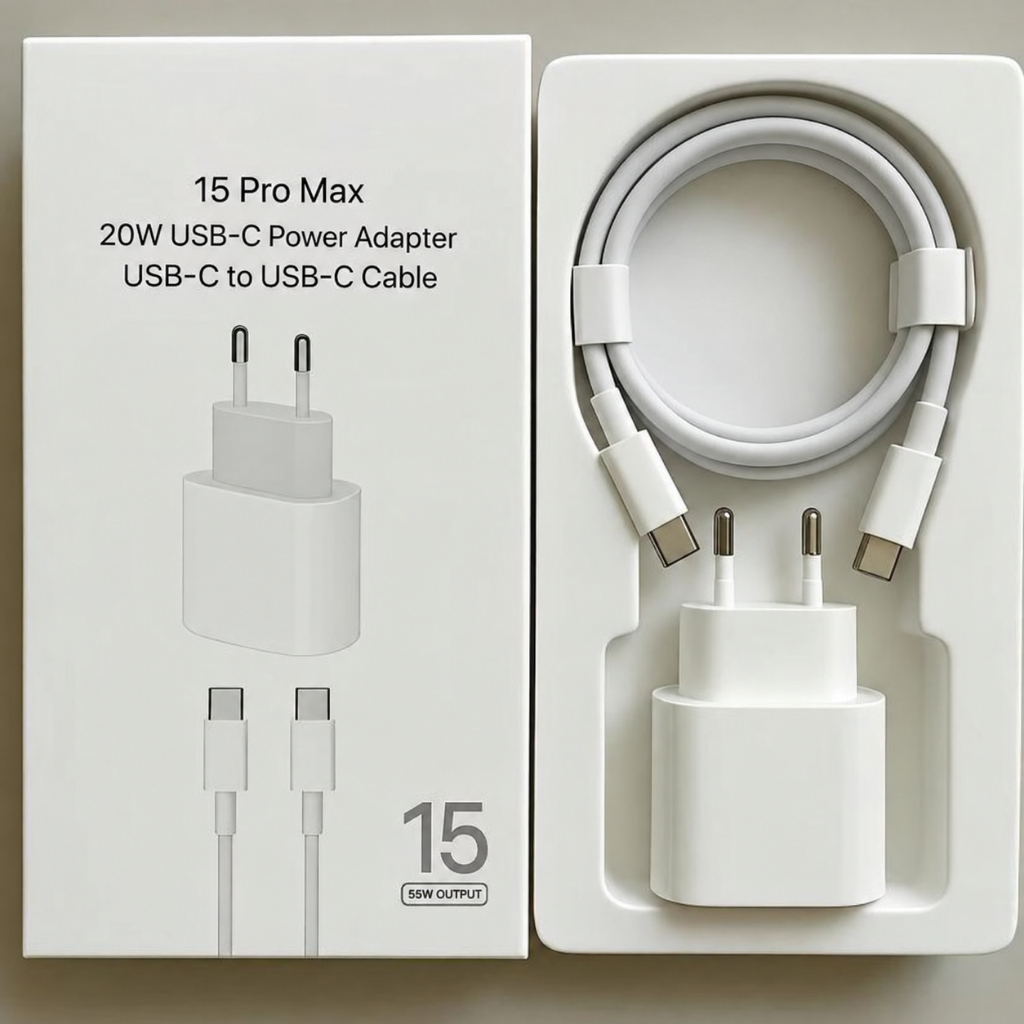 Carregador iPhoneOriginal  15 e 16 Pro Max 20W Turbo Fonte USB-C + Cabo Tipo-C Tipo C de 1M Lacrado