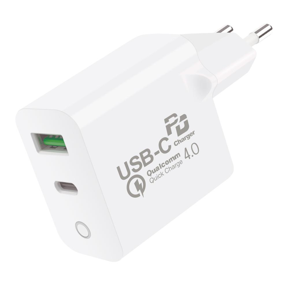 Gshield Carregador de Parede Universal Power Delivery 20W QC 4.0 Carregamento Ultra Rápido 1 Saída Tipo C + 1 USB A