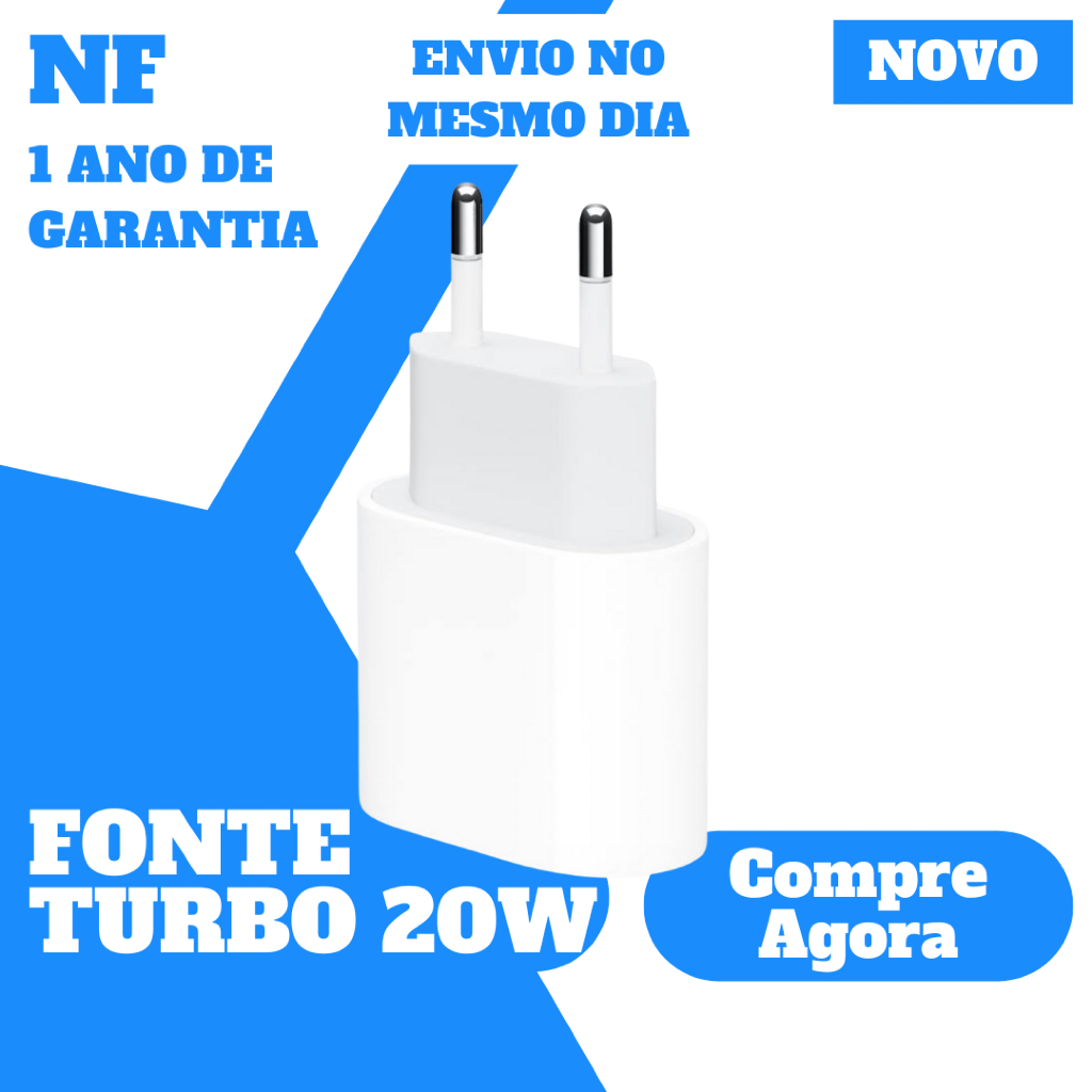 Fonte Turbo 20W Carregador Original Apple 1 Ano De Garantia