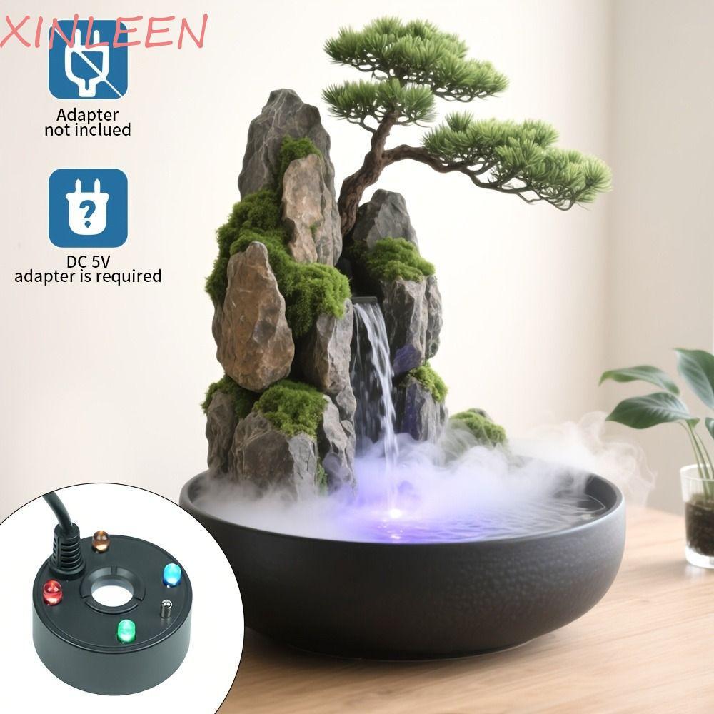 Nevoeiro XINLEEN | Mini Fabricante De Névoa Com Luzes LED Coloridas , Bomba De Água 2 Em 1 5V Fogger Fish Tank