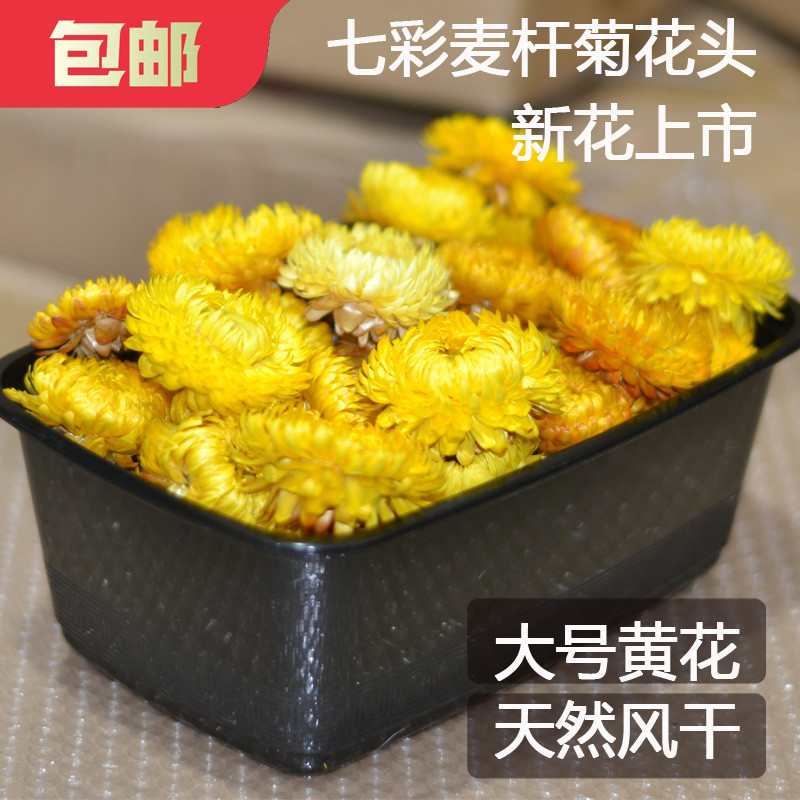 Bolsa de flores secas com margaridas amarelas, haste de trigo colorida, cabeça de crisântemo, flor preservada seca ao ar