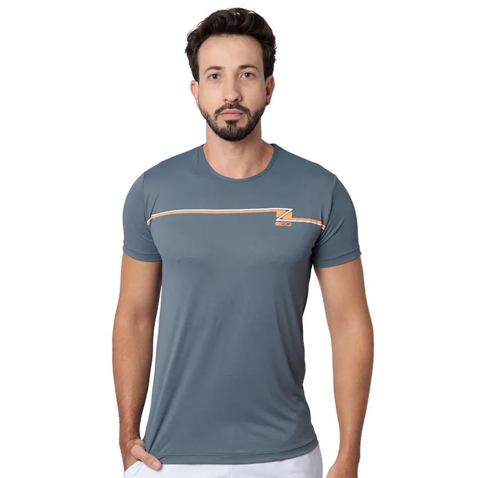 Camiseta Esportiva Slim Zeiq Cinza – Logo Laranja