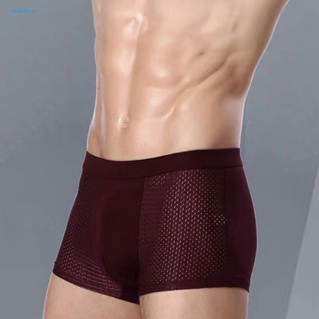 Slim Fit Men Boxers Breathable Men's Ice Silk Mesh Boxer Briefs Elastic Mid Waist Quick-dry Moisture-wicking Seamless So