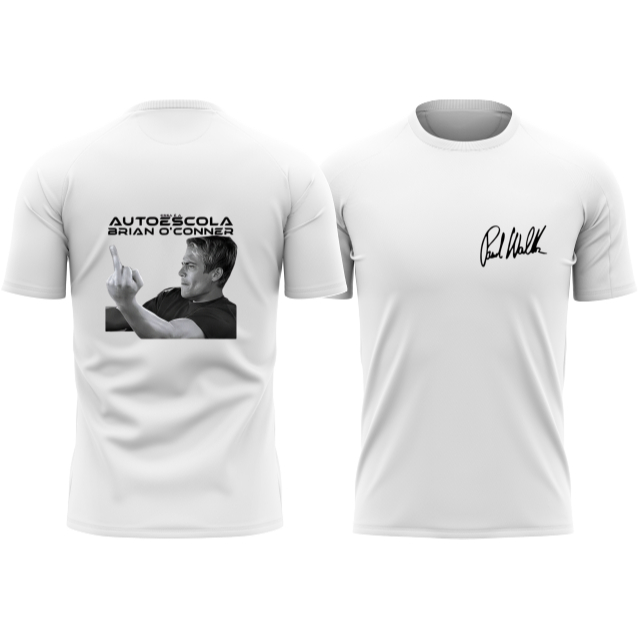 Camiseta Unissex Engraçada Auto Escola Brian Velozes e Furiosos Zueira Paul Walker O'Conner Piloto Corrida