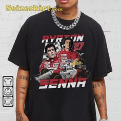 Camiseta Masculina Estampa Carros de Corrida e Pilotos Moderna Confortável Estilosa Tendência