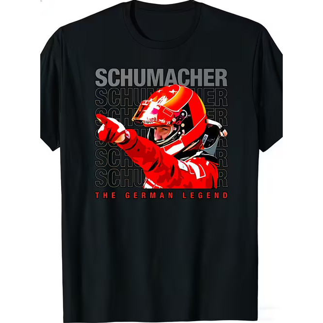 Camiseta Masculina Estampa Corrida de Fórmula 1 Piloto Schumacher Moderna Confortável Atemporal Estilo Casual
