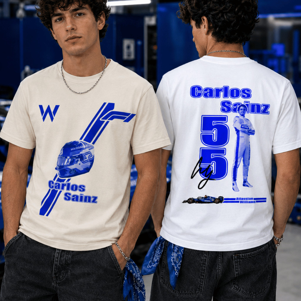 Camiseta Corrida Piloto Carlos Sainz 55 Espanhol Formula 1 Racing Motorsport Capacete Velocidade 100% Algodão