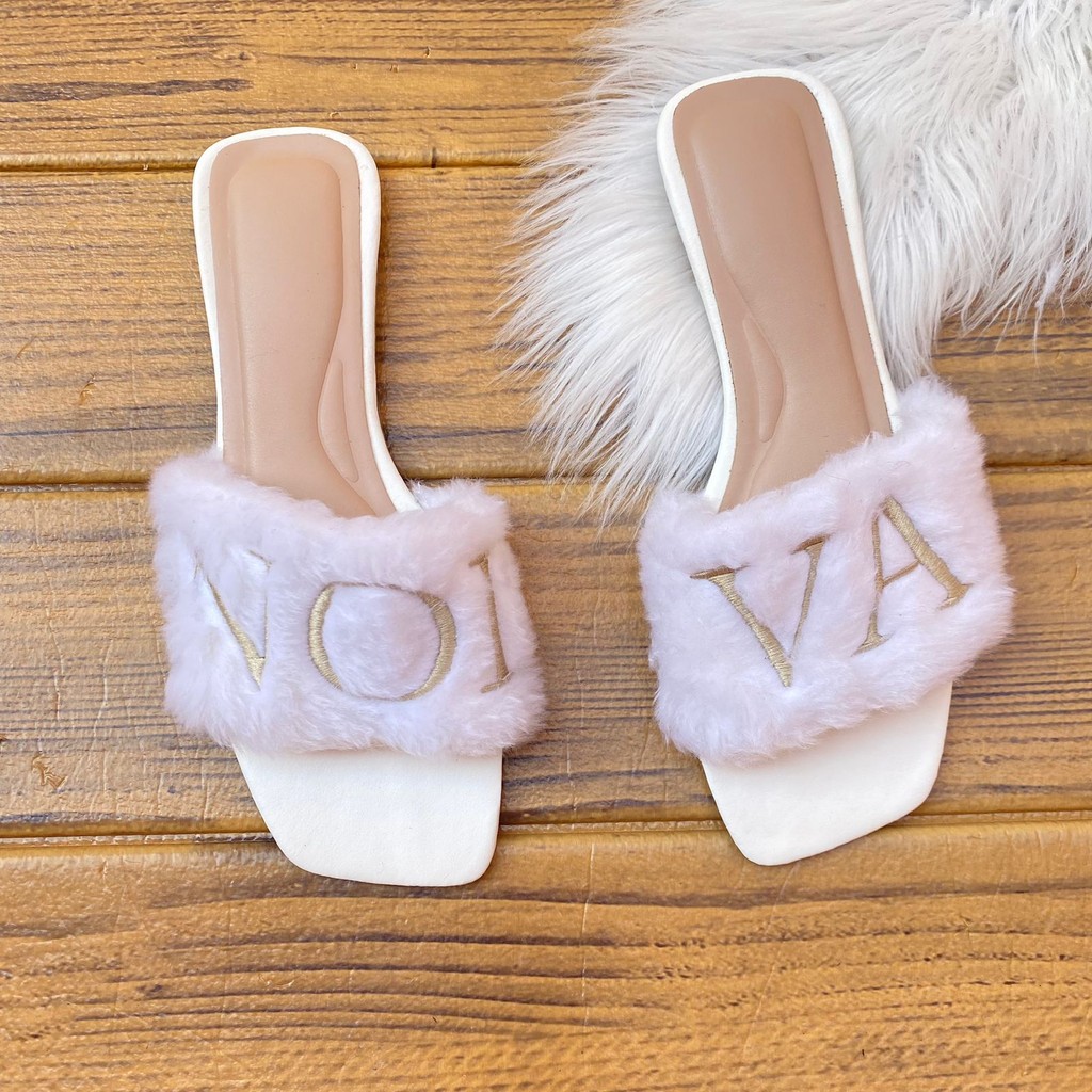 Rasteira Pantufa com Bordado Noiva - Branca e Confortável