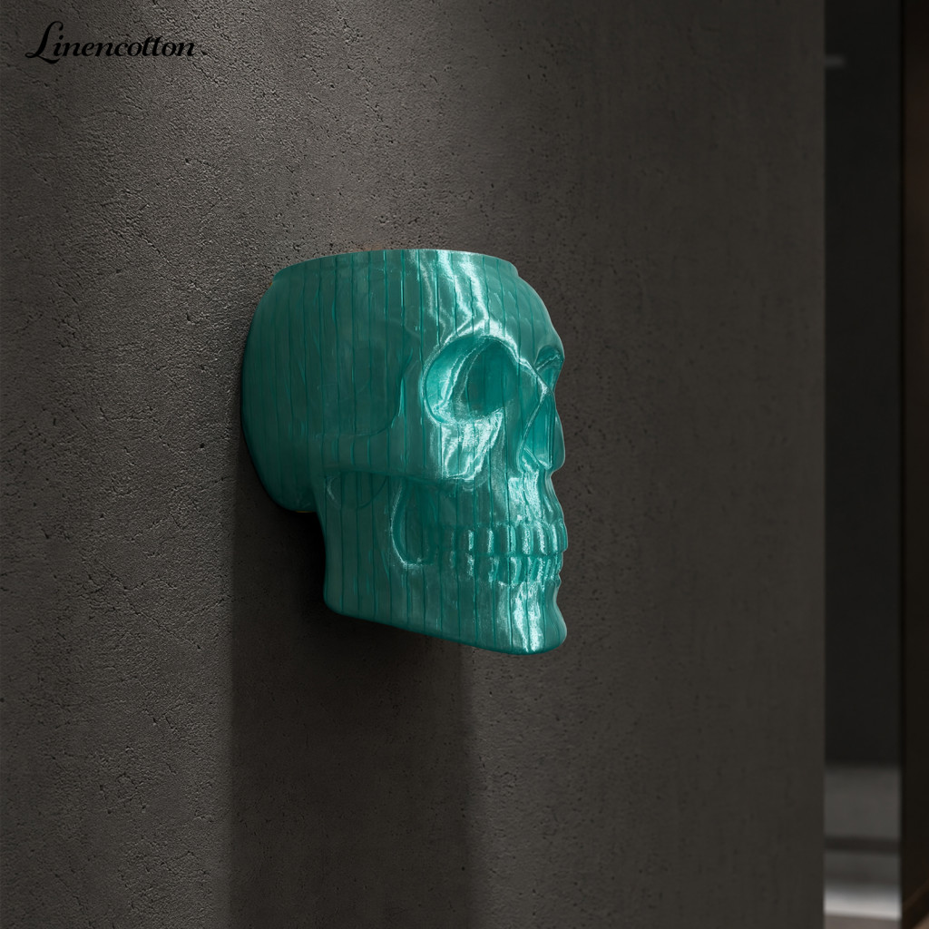 Skull Vase Modern Gothic Decor Wall Planter Halloween Skeleton Head Flower Pot Spooky Home for Room Bedroom Unique Hangi
