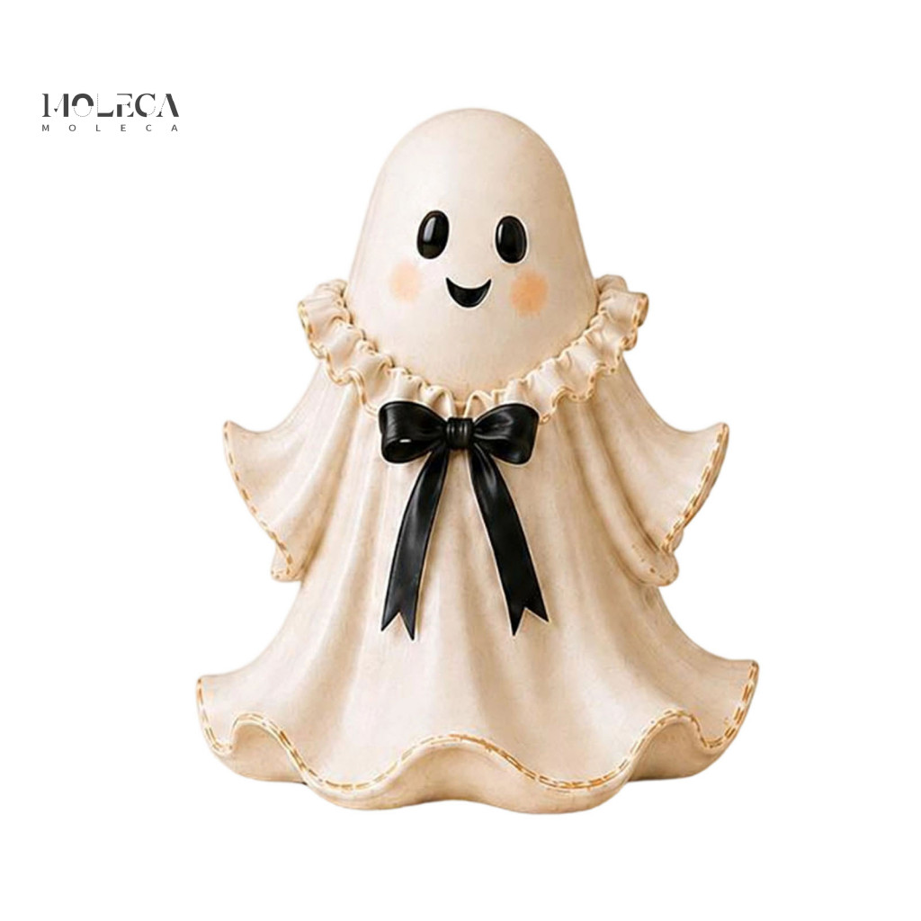 Halloween Ghost Flower Basket Theme Room Decor Cute Wicker Resin Spooky Vase with Floral Holder for Tabletop Mantel Entr