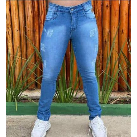 Kit 3 Calça Jeans preta Azul escuro claro Skinny Masculina Com Lycra slin  Estica Muito